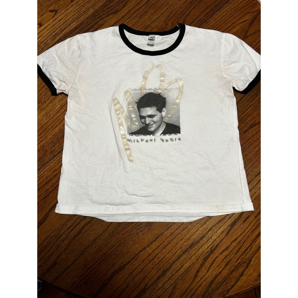 Michael Buble Concert Tour‎ Ringer T-Shirt White Black Gaziani XL Graphic Tee